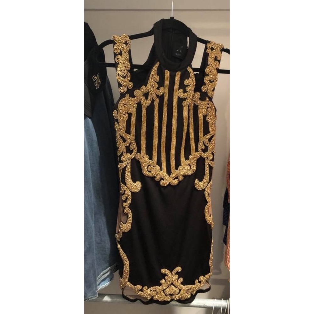 Black and gold cocktail dress